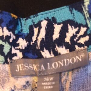 Jessica London Vibrant Blue and Black Patterned dress